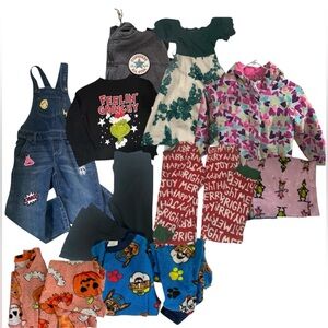 GIRLS CLOTHING LOT OVERALLS PJS GRINCH PAW PATROL CONVERSE HALLOWEEN DRESS